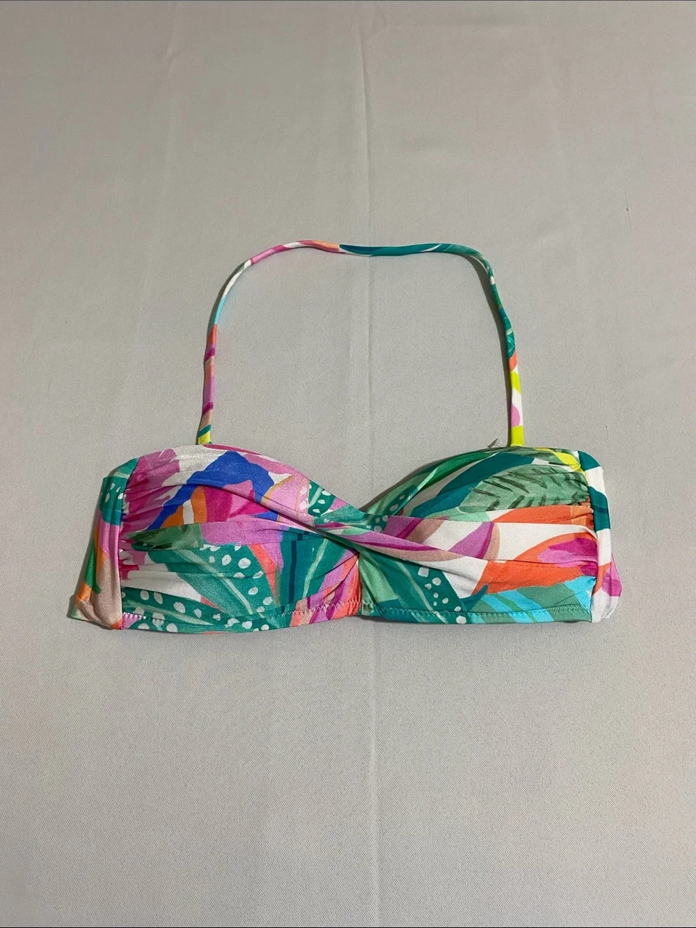 SUNSHINE 79  Tropical-print Twist-front Bandeau Bikini Top Women's Size 2